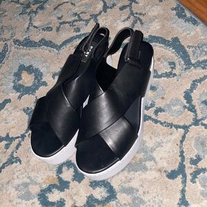 New Black leather DKNY Sandals
